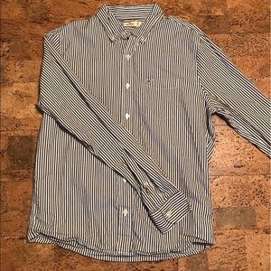 Hollister Men’s White & Brown Striped Long Sleeve